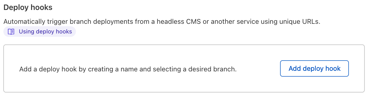 Add a deploy hook on the Cloudflare dashboard